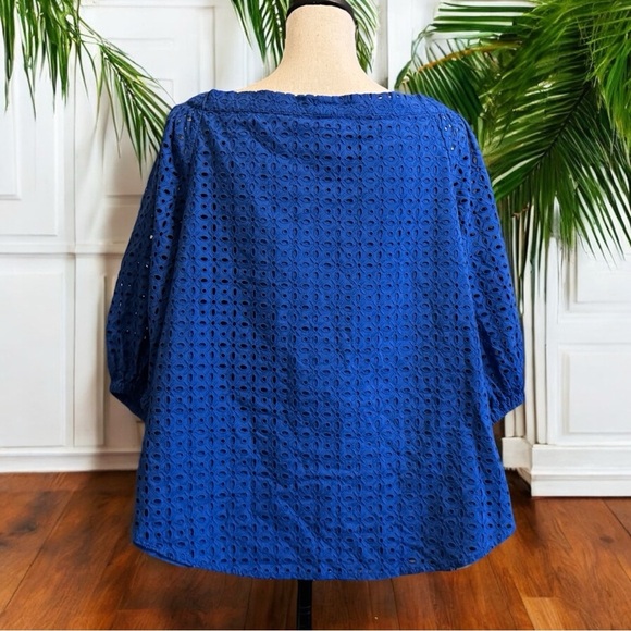 NWT Lauren Ralph Lauren Blue Eyelet Off-Shoulder Blouse - Size L - Picture 6 of 16